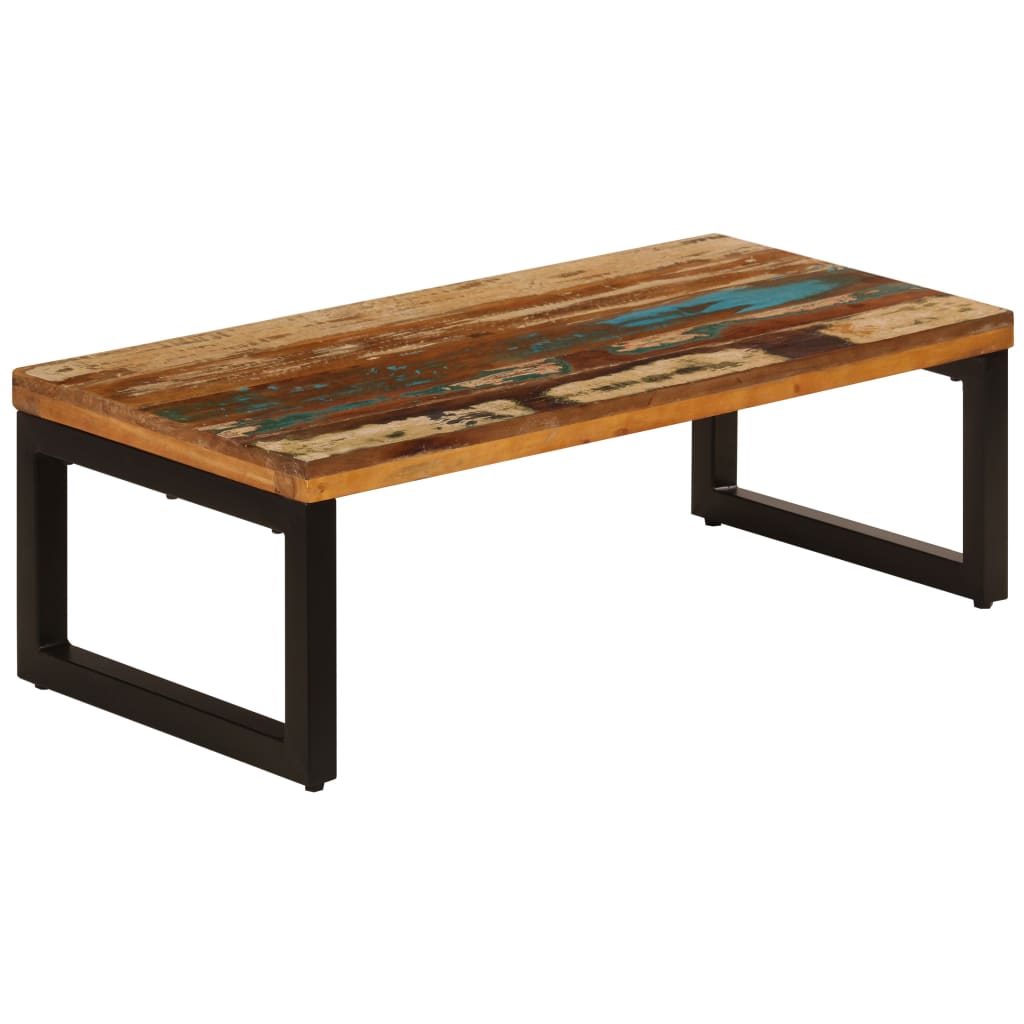 Stolić za kavu od obnovljenog drva i čelika 100 x 50 x 35 cm