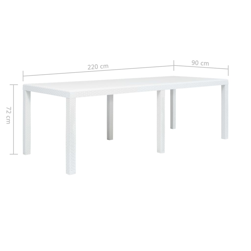 Vrtni stol bijeli 220 x 90 x 72 cm plastični s izgledom ratana