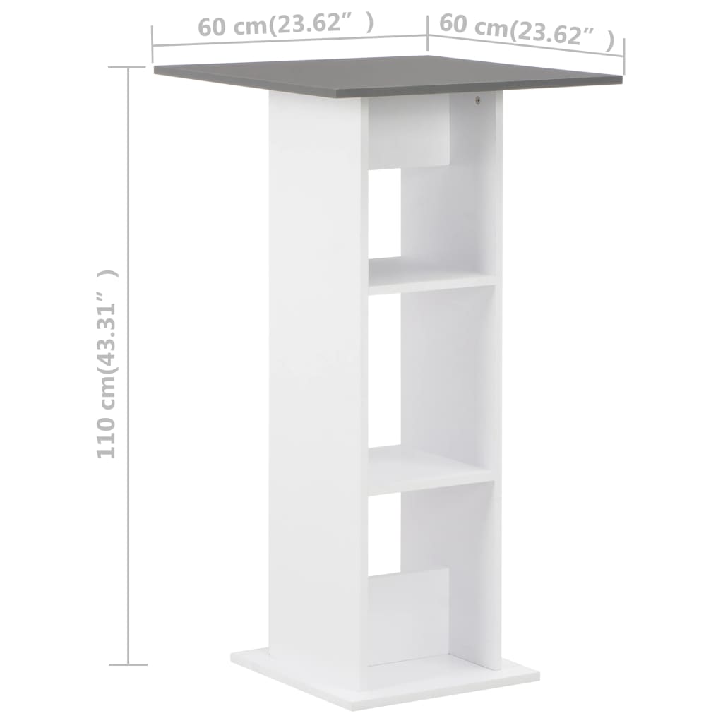 Barski stol bijeli i antracit sivi 60 x 60 x 110 cm