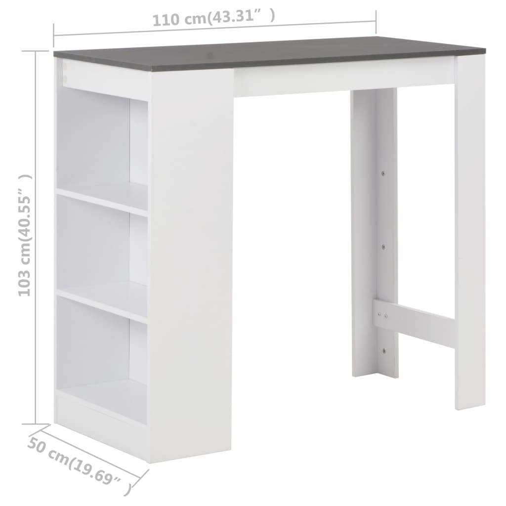 Barski stol s policom bijeli 110 x 50 x 103 cm