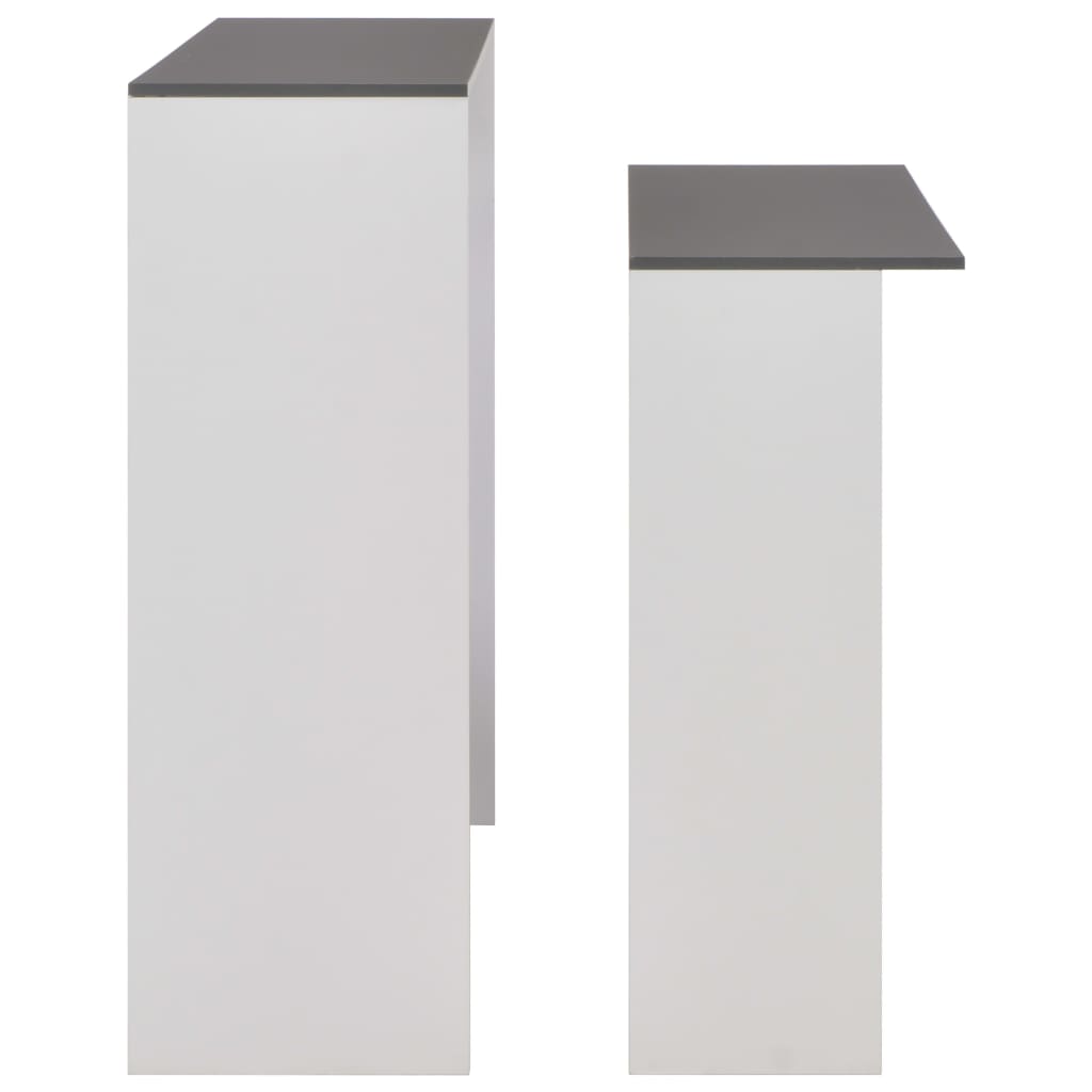 Barski stol s 2 stolne ploče bijelo-sivi 130 x 40 x 120 cm