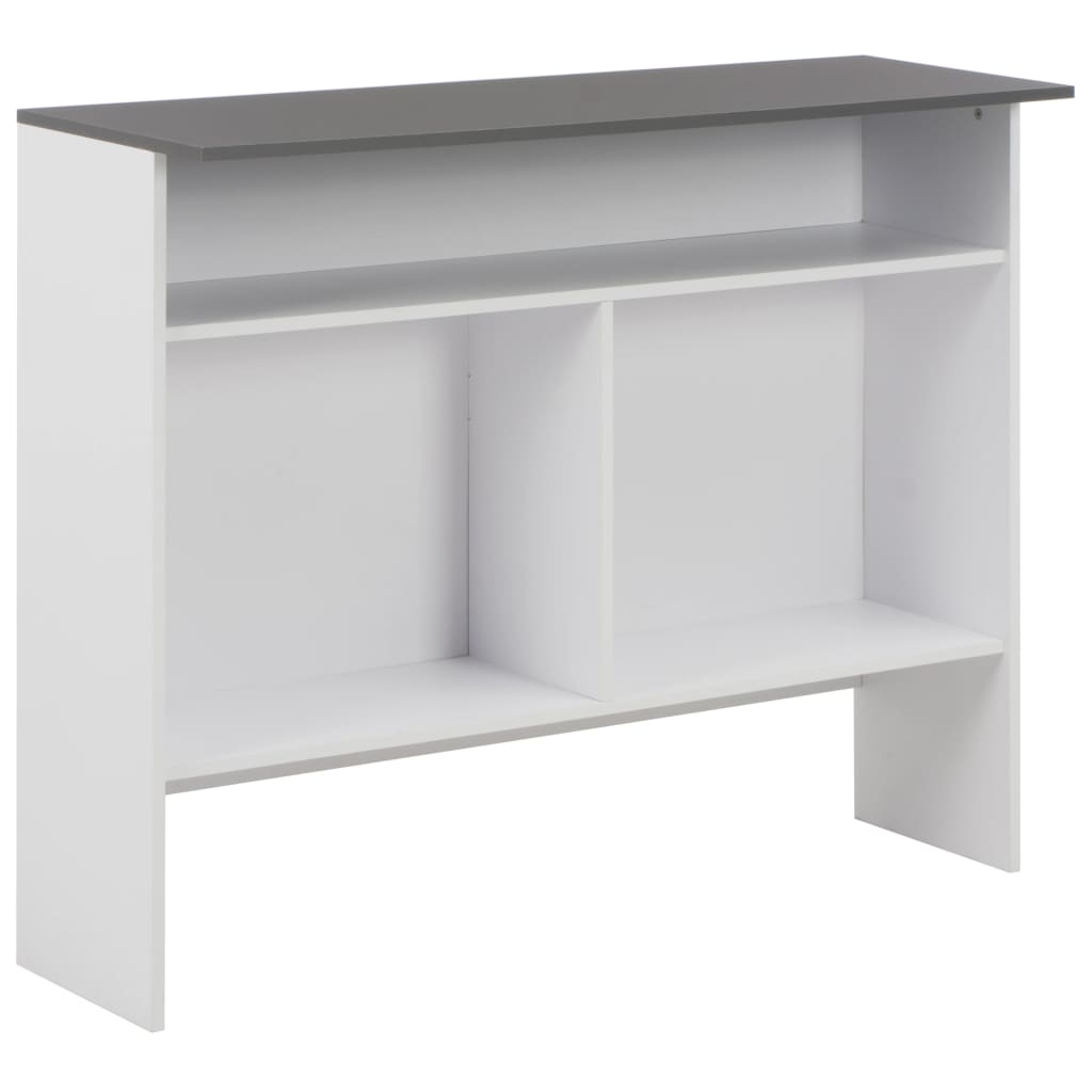 Barski stol s 2 stolne ploče bijelo-sivi 130 x 40 x 120 cm