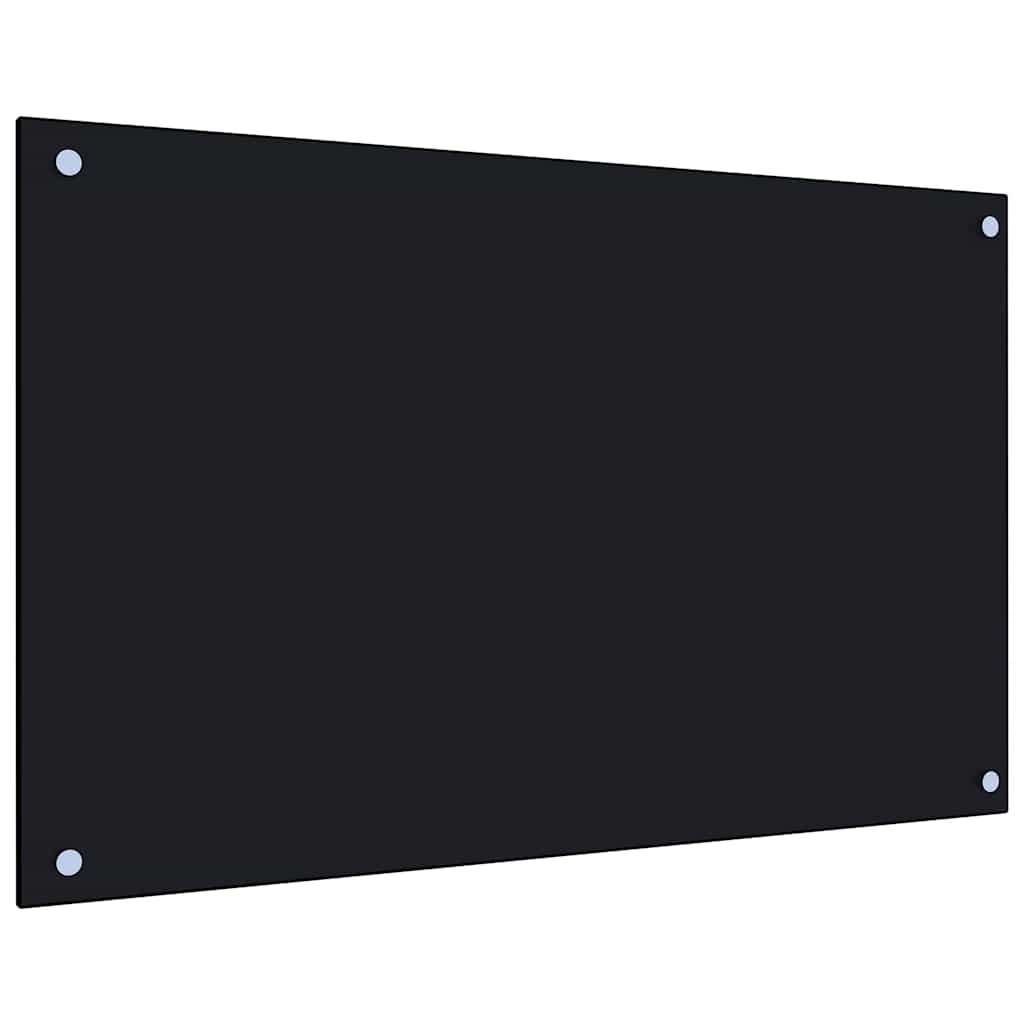 Kuhinjska zaštita od prskanja crna 80 x 50 cm kaljeno staklo