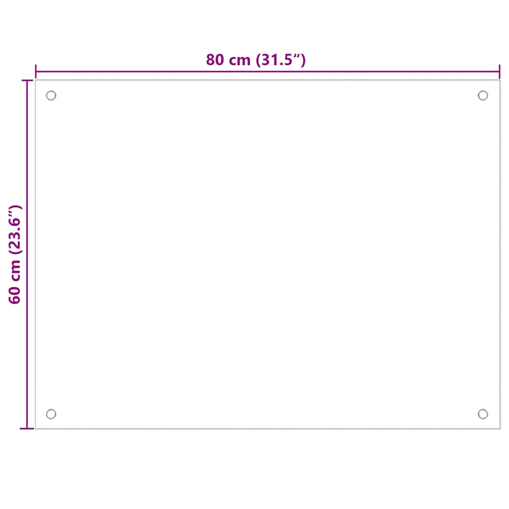Kuhinjska zaštita od prskanja crna 80 x 60 cm kaljeno staklo