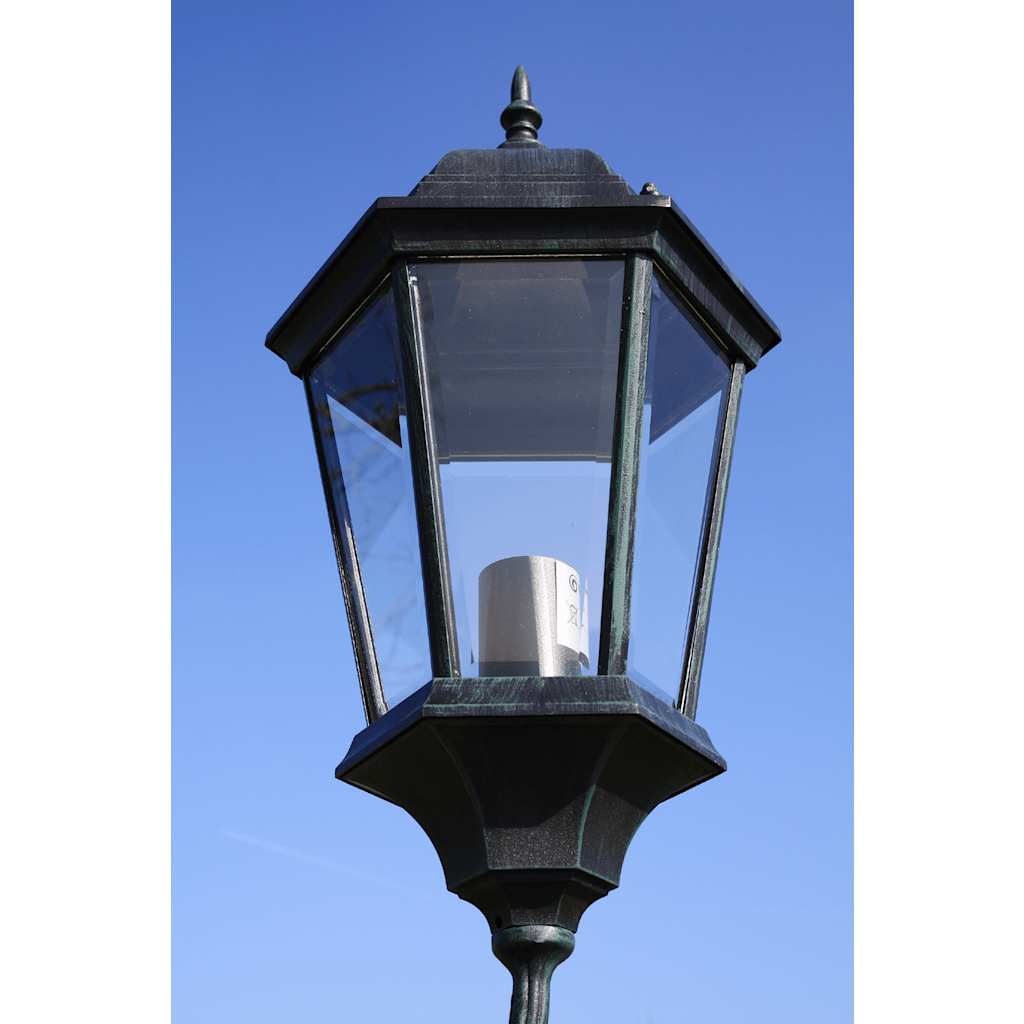 Vrtna stupna svjetiljka 3-lanterne 230 cm tamno zelena/crna