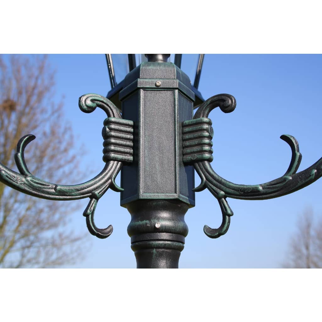 Vrtna stupna svjetiljka 230 cm tamnozelena/crna aluminijska