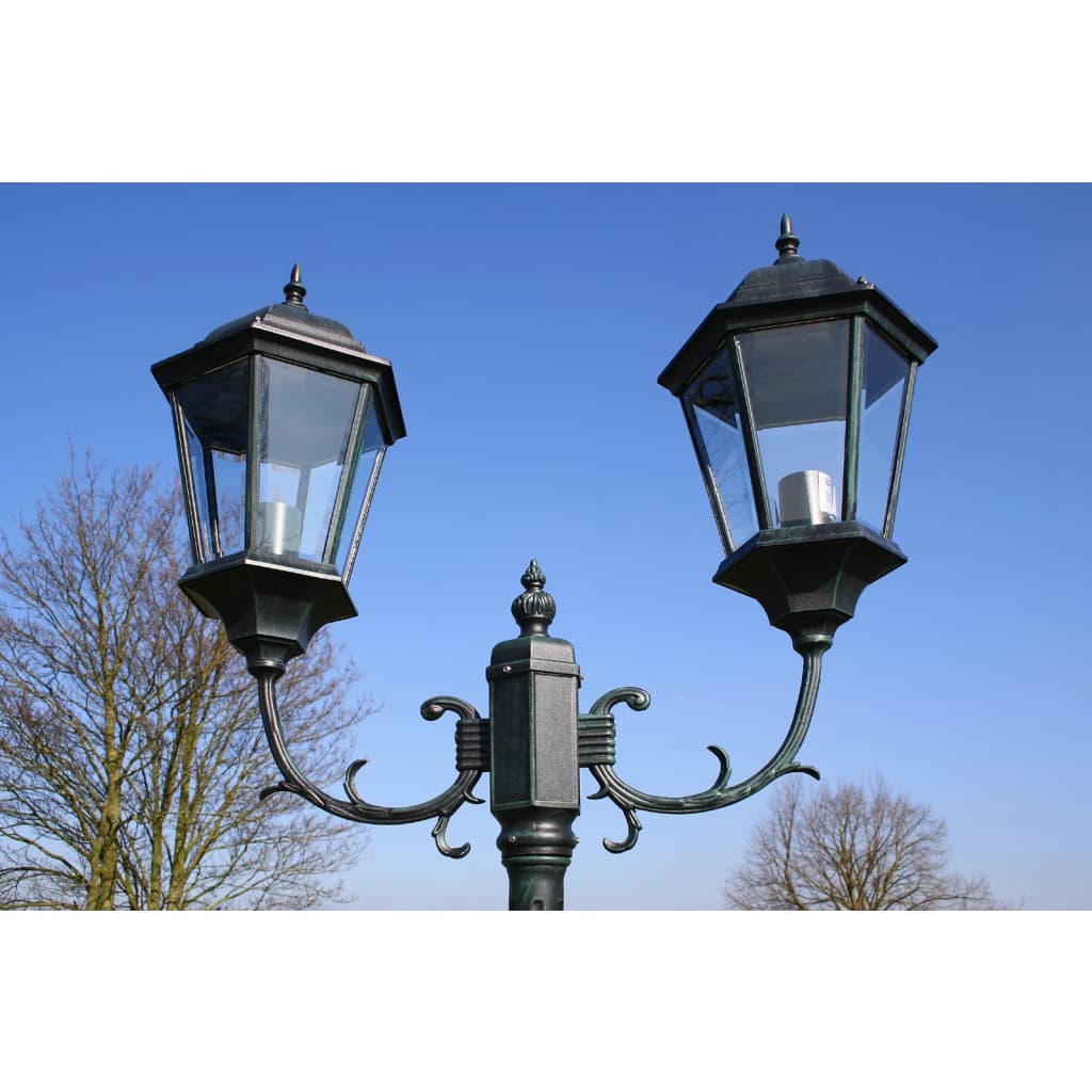 Vrtna stupna svjetiljka 230 cm tamnozelena/crna aluminijska