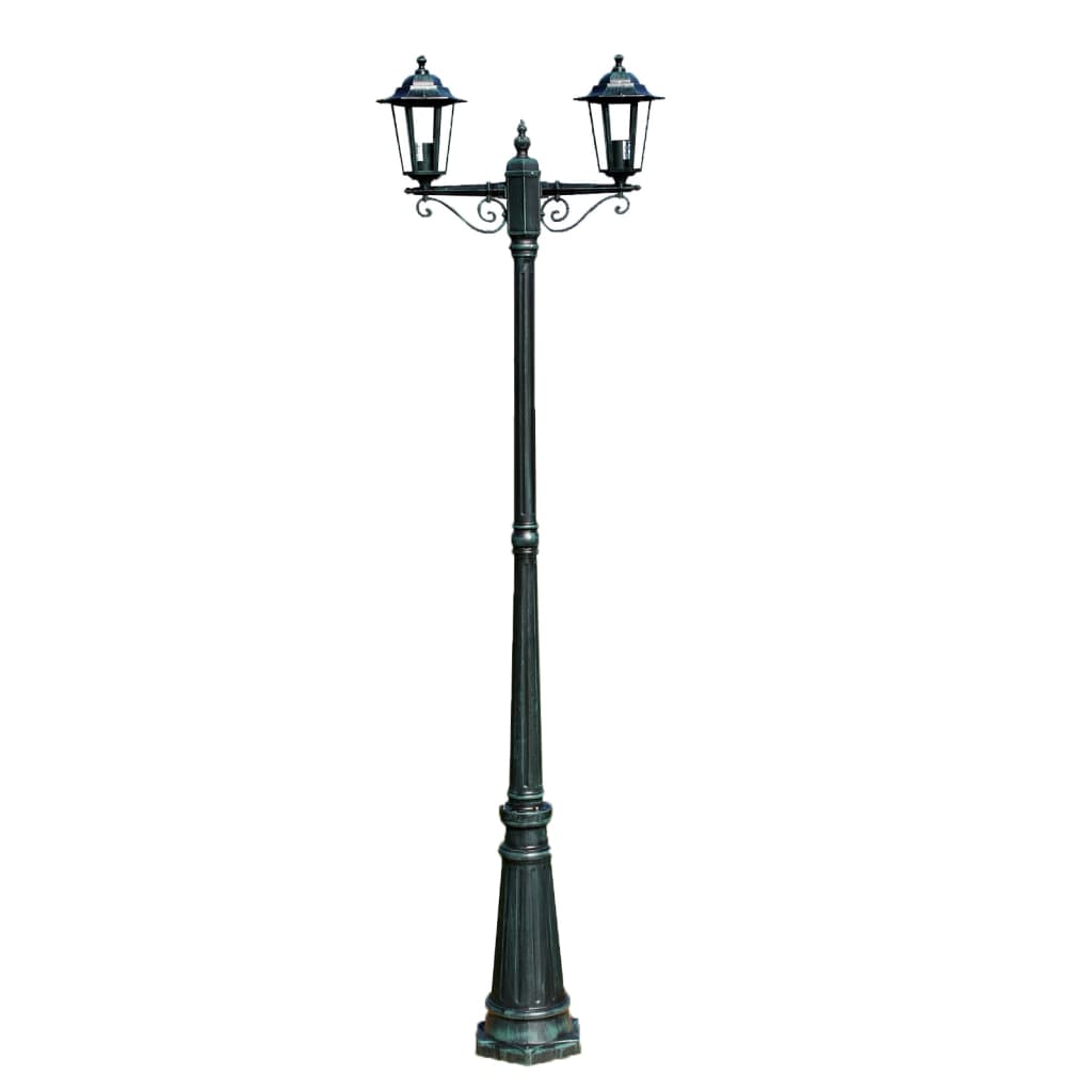 Vrtna stupna svjetiljka 215 cm tamnozelena/crna aluminijska