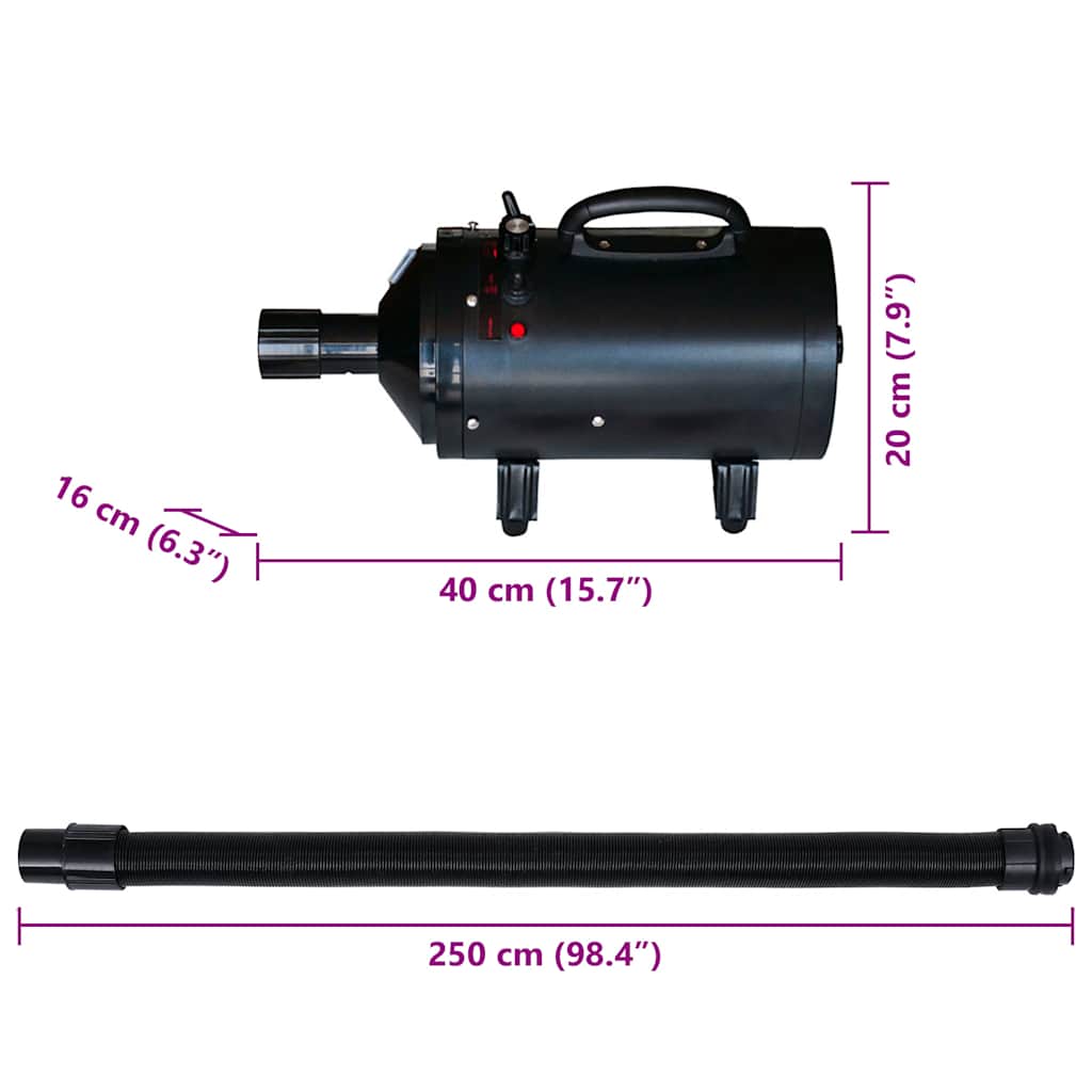Sušilo za pse s 3 mlaznice crno 2400 W