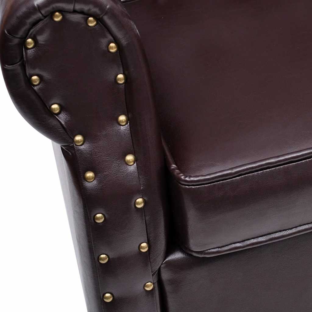 Fotelja s Podnožnikom Umjetna Koža Tamno Smeđa