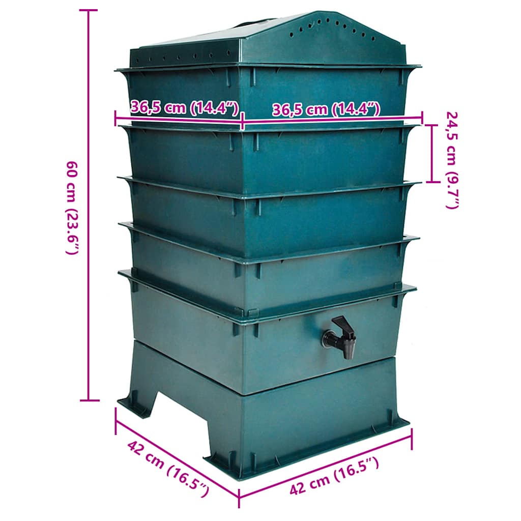 Tvornica crva s 4 ladice 42 x 42 x 60 cm