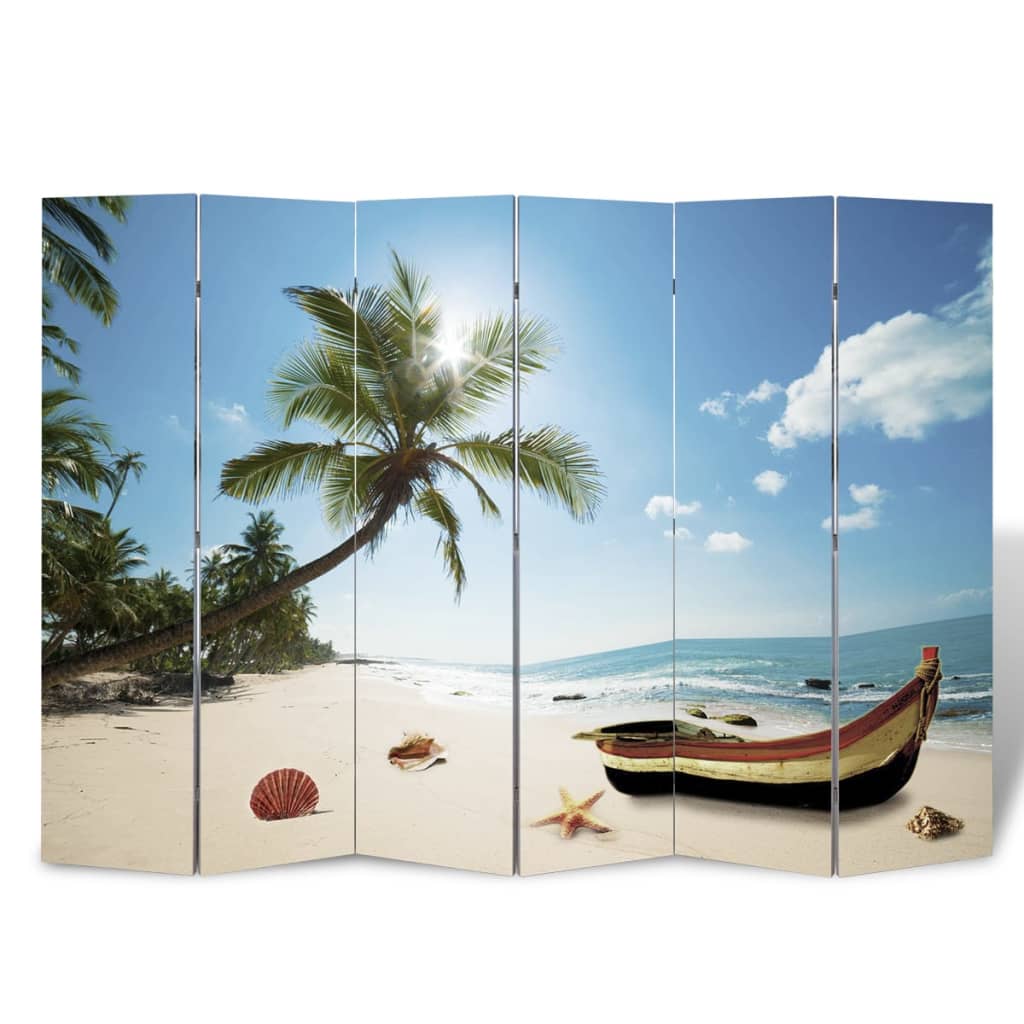 Sklopiva sobna pregrada s uzorkom plaže 217 x 170 cm