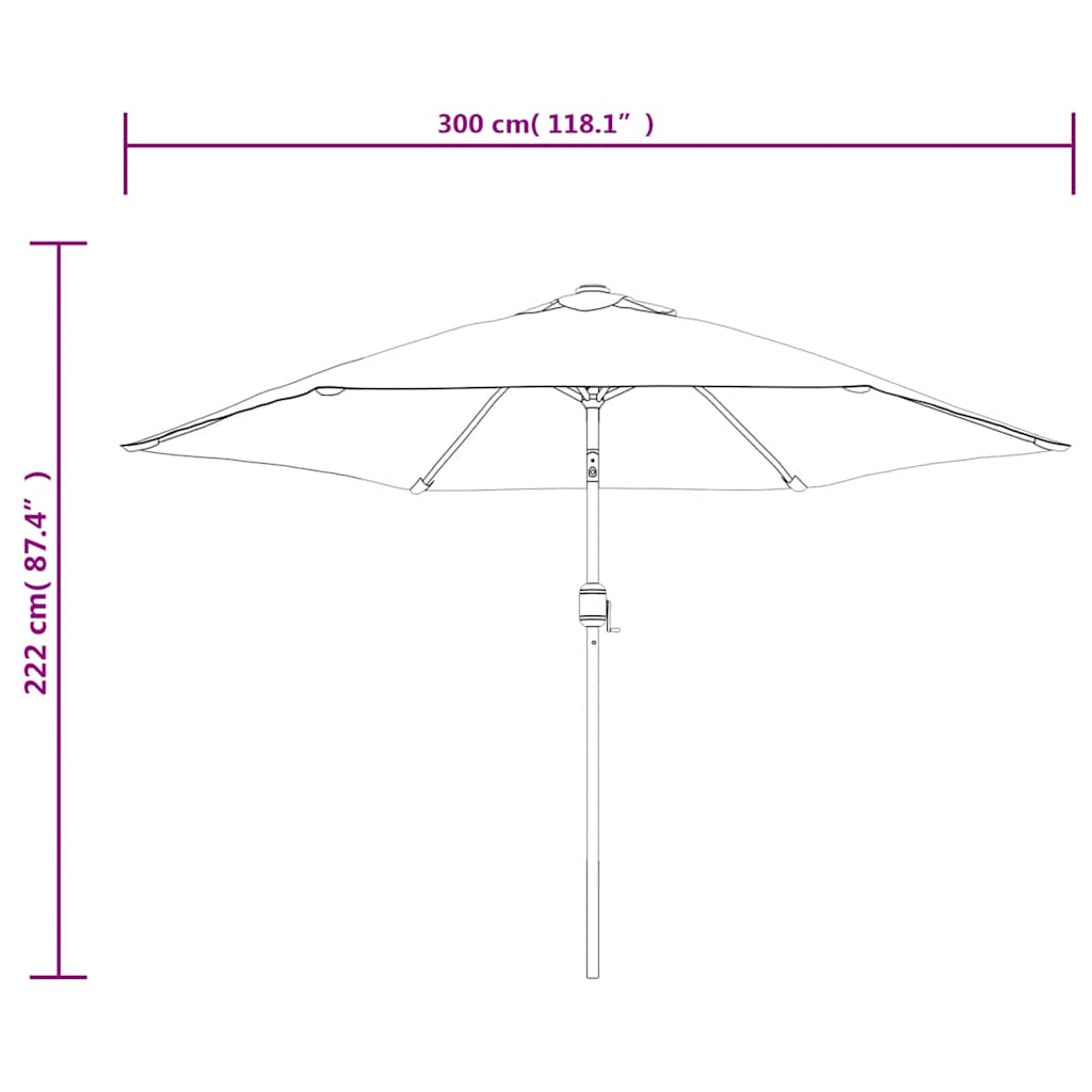 Suncobran Zeleni 3m sa Čeličnim Stupom