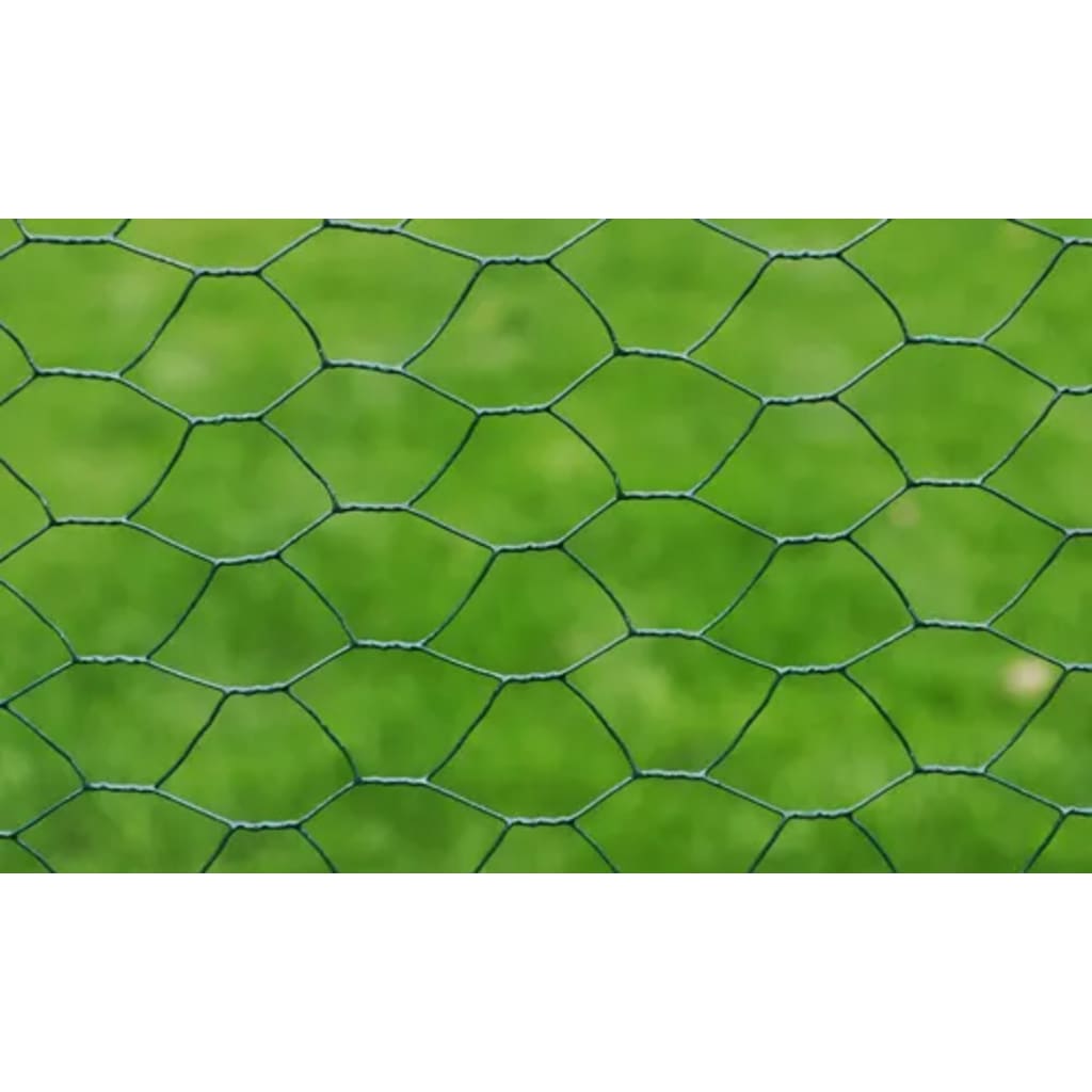 Žičana ograda za kokoši s PVC oblogom 25 x 1 m zelena