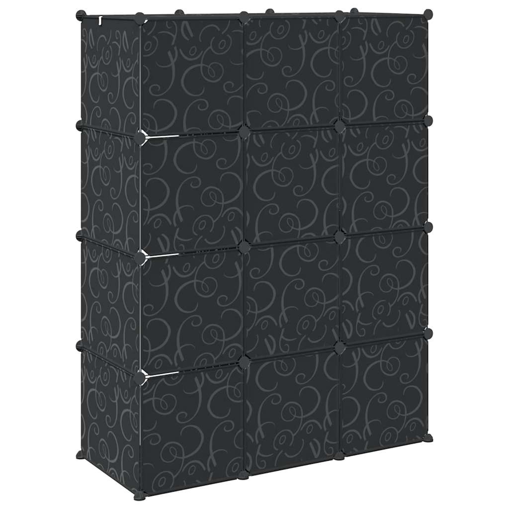 Modularni ormar s 9 odjeljaka 109x36,5x143 cm crno-bijeli