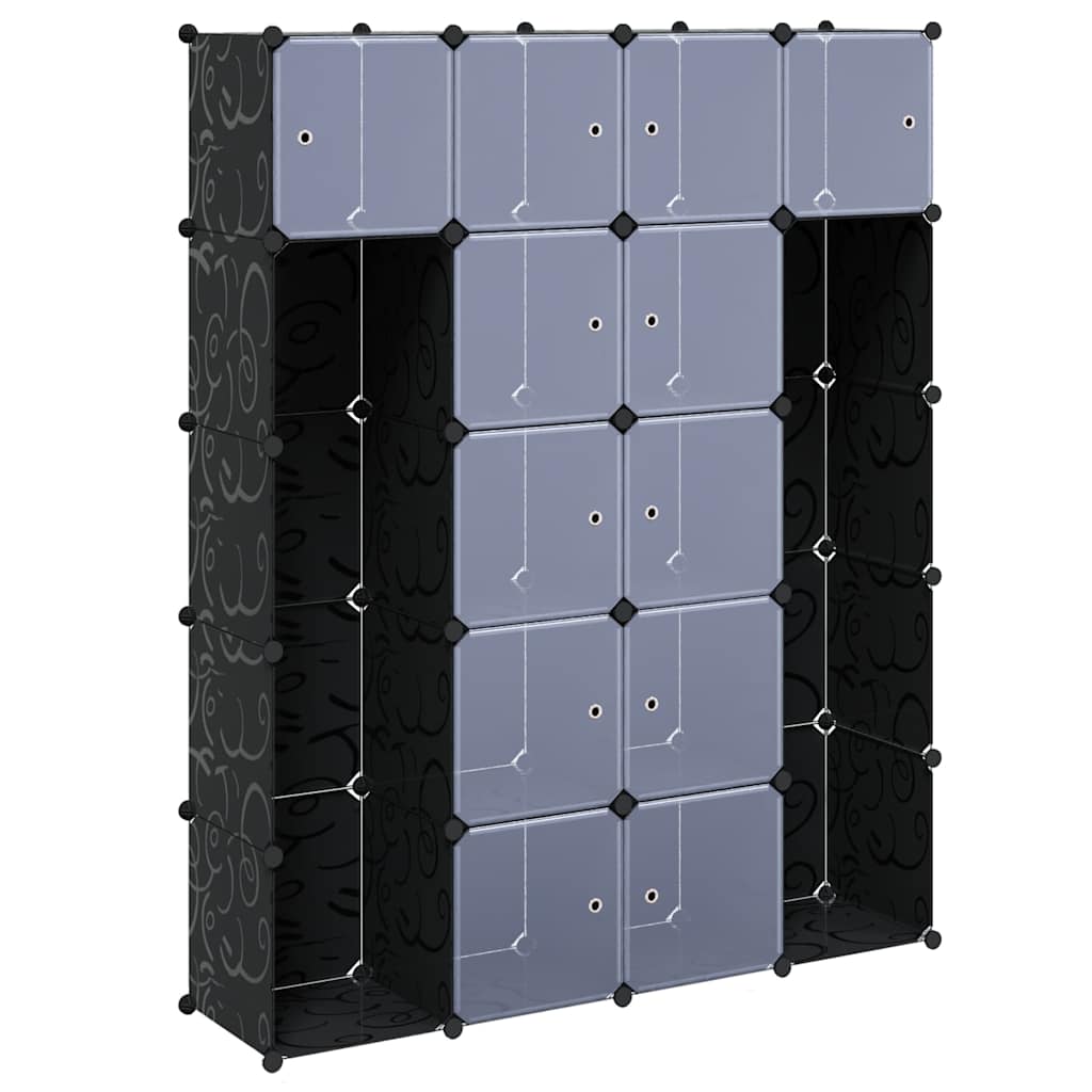 Modularni ormarić s 14 pretinaca crno-bijeli 37x146x180,5 cm