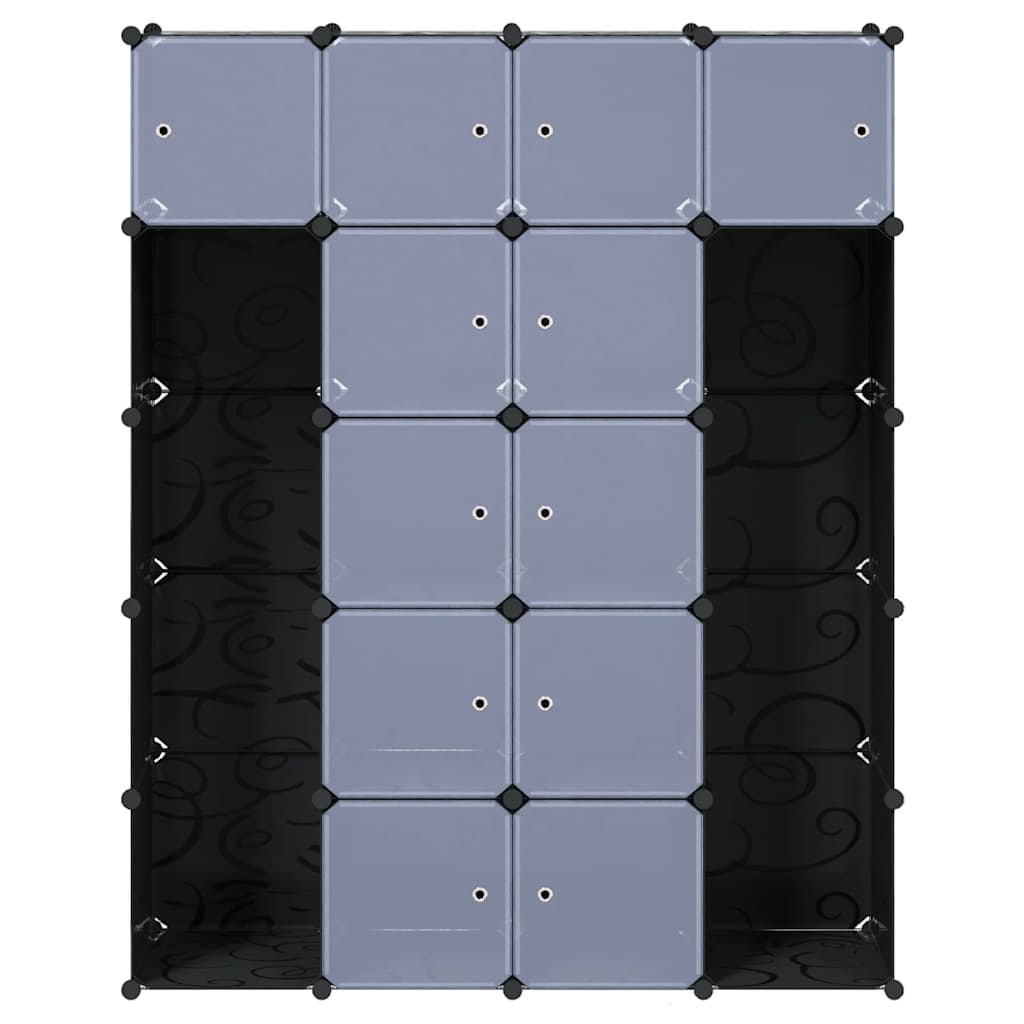 Modularni ormarić s 14 pretinaca crno-bijeli 37x146x180,5 cm