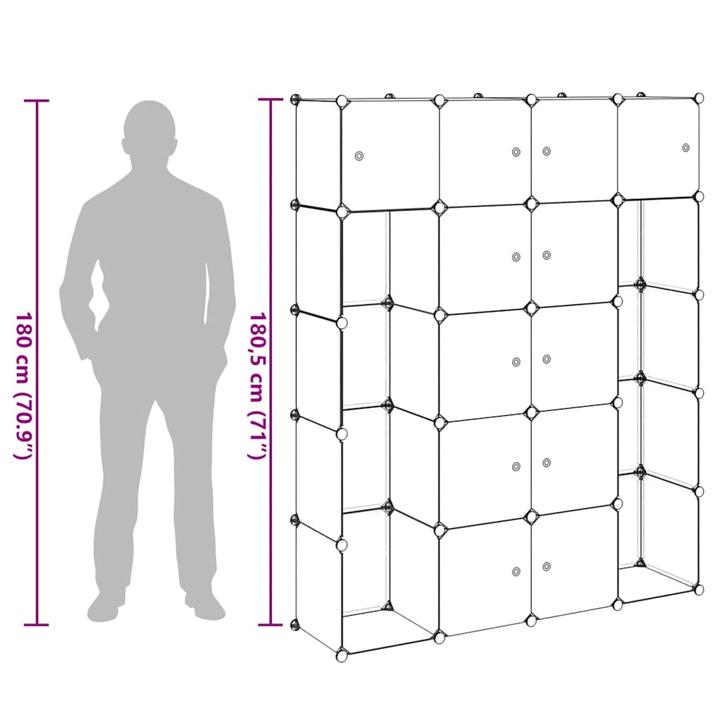 Modularni ormarić s 14 pretinaca crno-bijeli 37x146x180,5 cm