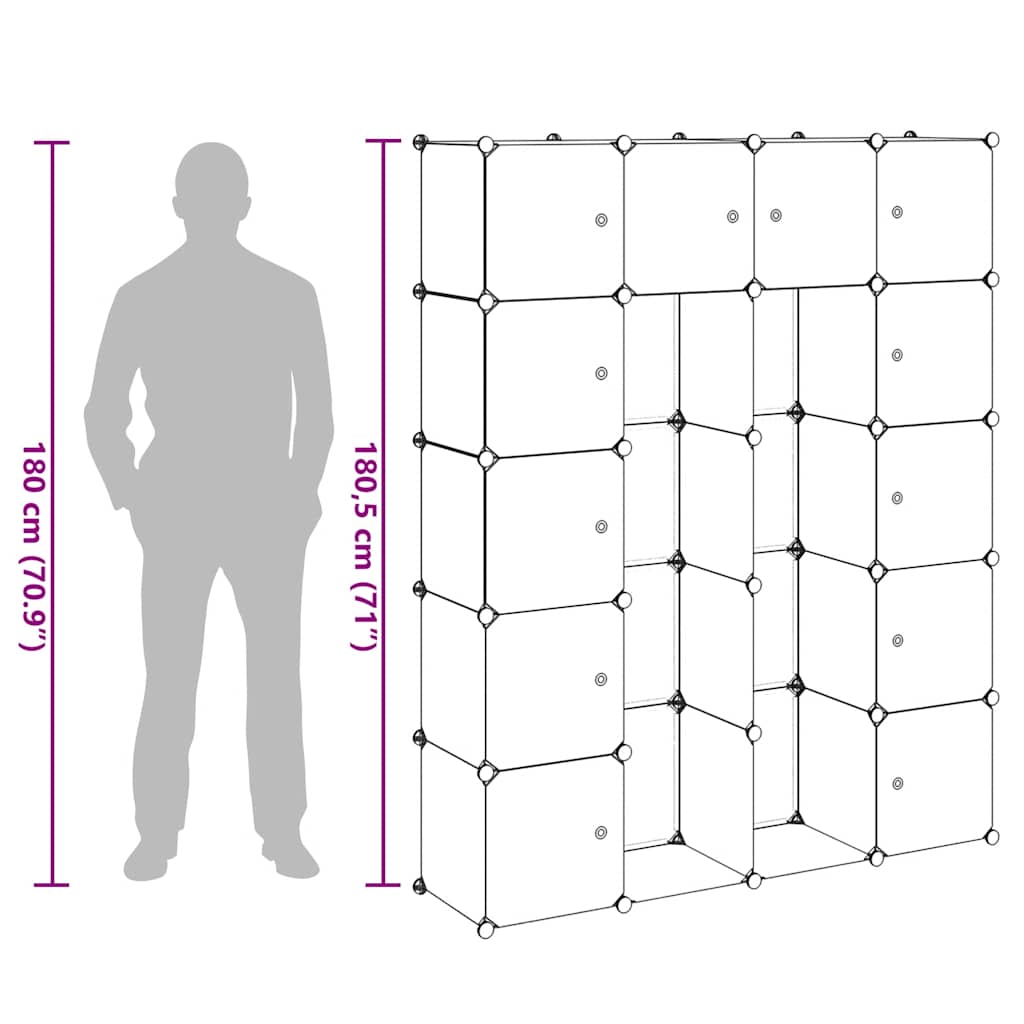 Modularni ormarić s 14 pretinaca bijeli 37 x 146 x 180,5 cm