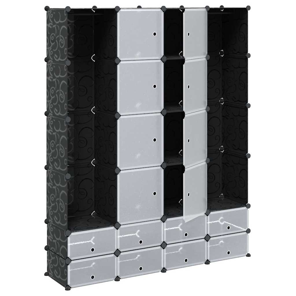 Modularni ormarić s 18 pretinaca crno-bijeli 37x146x180,5 cm