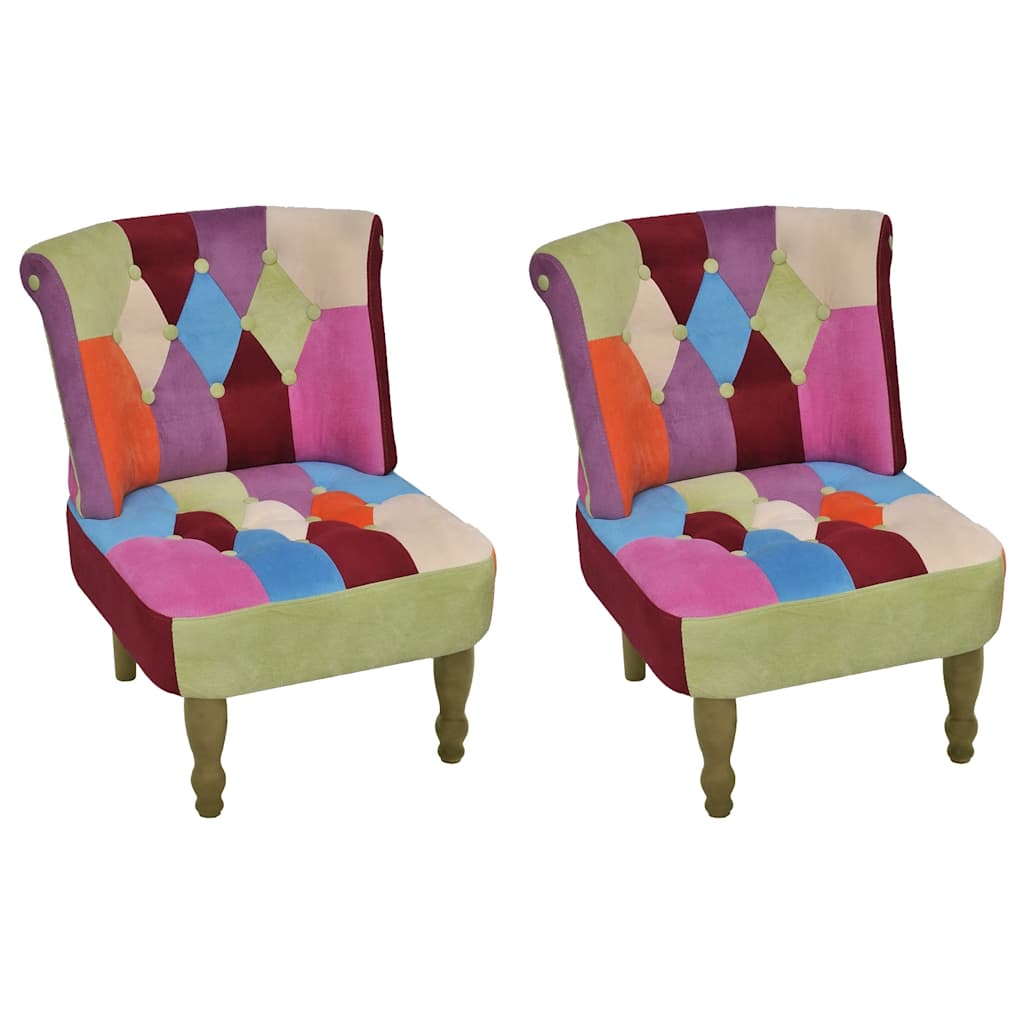 Francuske stolice od tkanine 2 kom patchwork dizajn