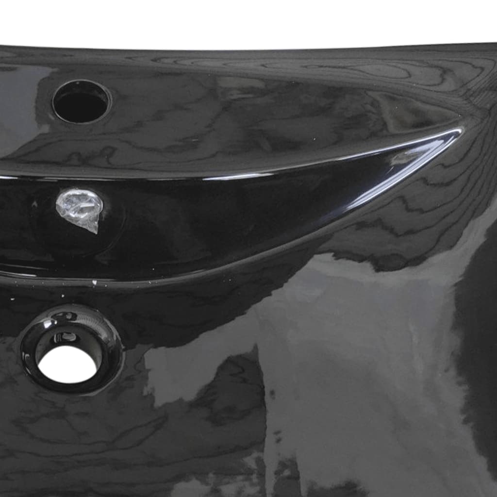 Luksuzni crni keramički pravokutni umivaonik sa preljevom i rupom za slavinu