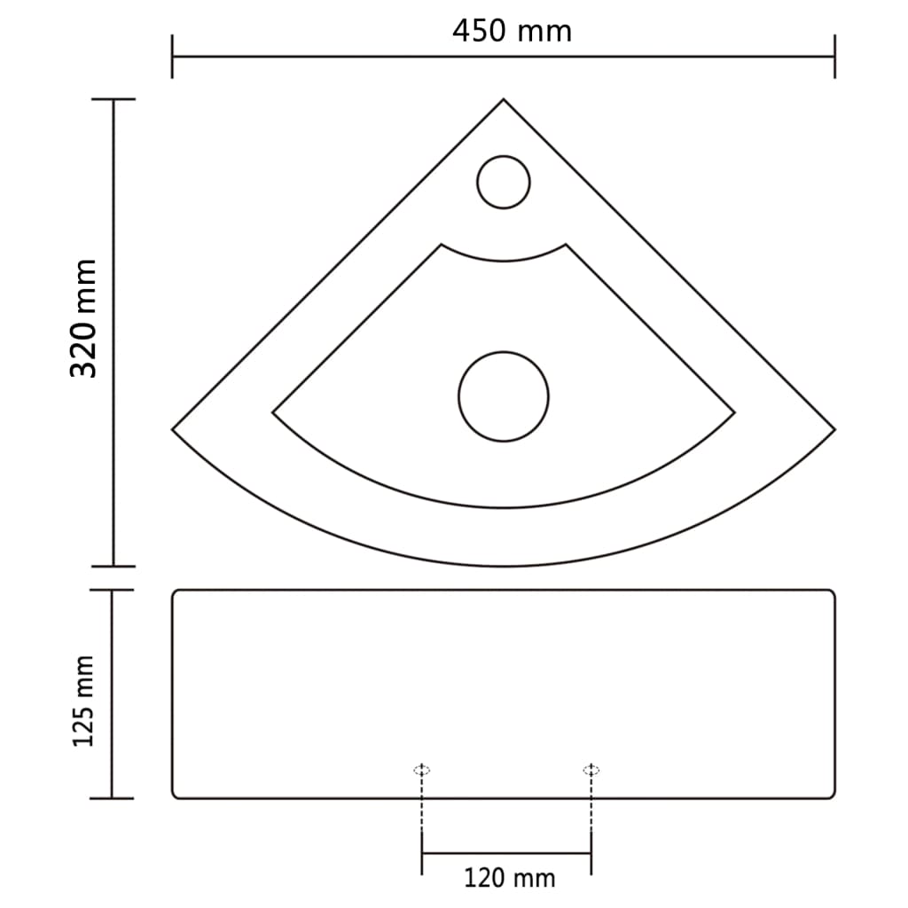 Umivaonik sa zaštitom od prelijevanja 45 x 32 x 12,5 cm bijeli