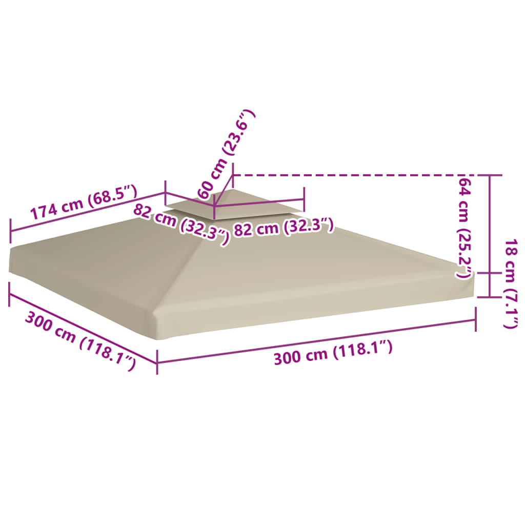 Zamjenski pokrov za sjenicu 310 g/m² bež 3 x 3 m