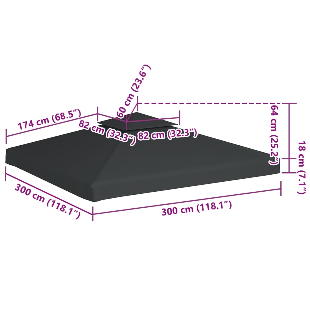 Zamjenski pokrov za sjenicu 310 g/m² tamnosivi 3 x 3 m