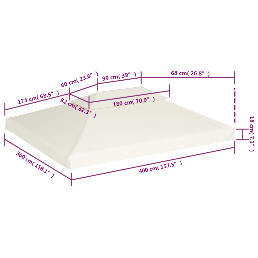 Zamjenski pokrov za sjenicu 310 g/m² krem bijeli 3 x 4 m