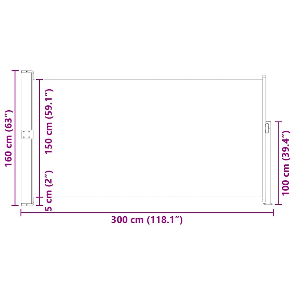 Bočna tenda za dvorište/terasu 160 x 300 cm plava