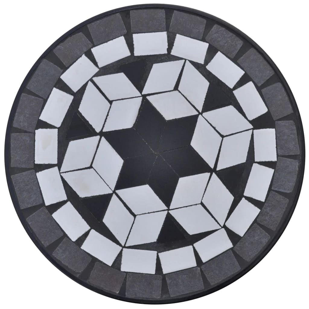 Mozaični pomoćni stolić za biljke crno-bijeli