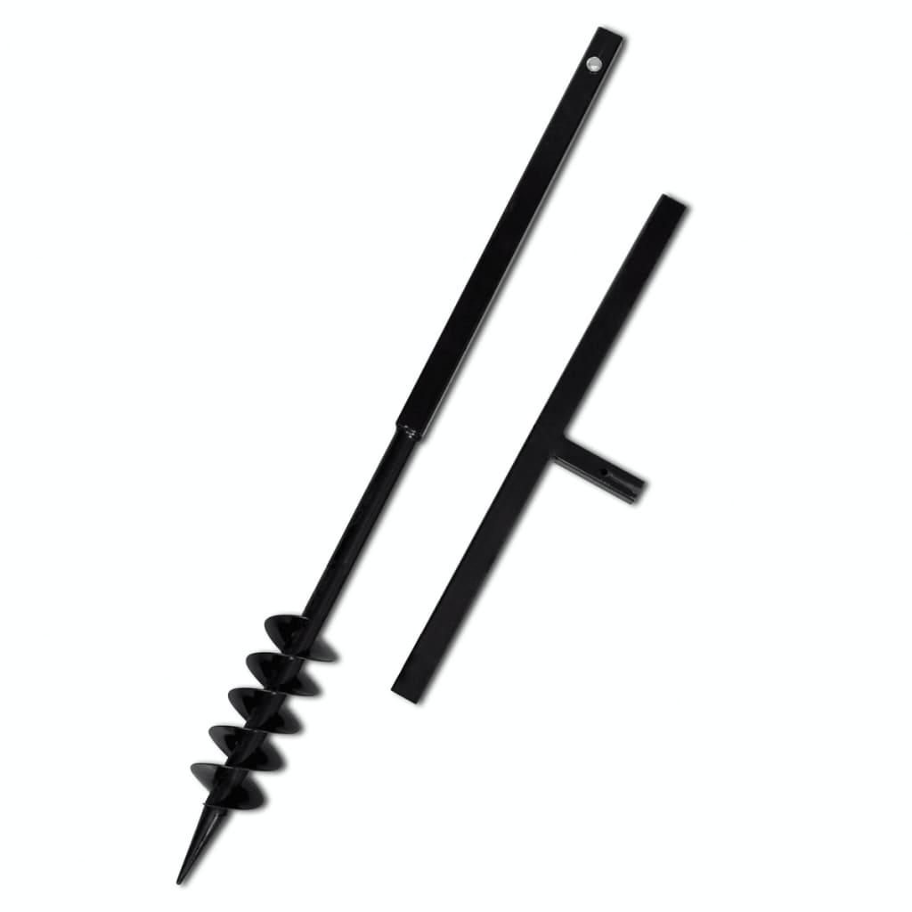 Bušilica za zemlju s ručkom i svrdlom 120mm duple spirale čelična crna