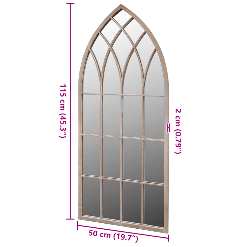 Rustikalno vrtno ogledalo 50 x 115 cm za unutarnju i vanjsku uporabu