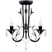 Luster s kristalnim perlama Art Noveau metalni crni 3X E14 svjetiljke