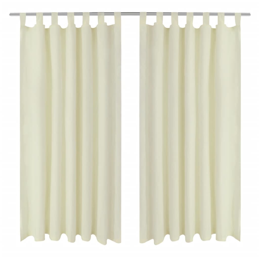 Mikro-satenska zavjesa s trakama 2 kom krem boje 140 x 245 cm