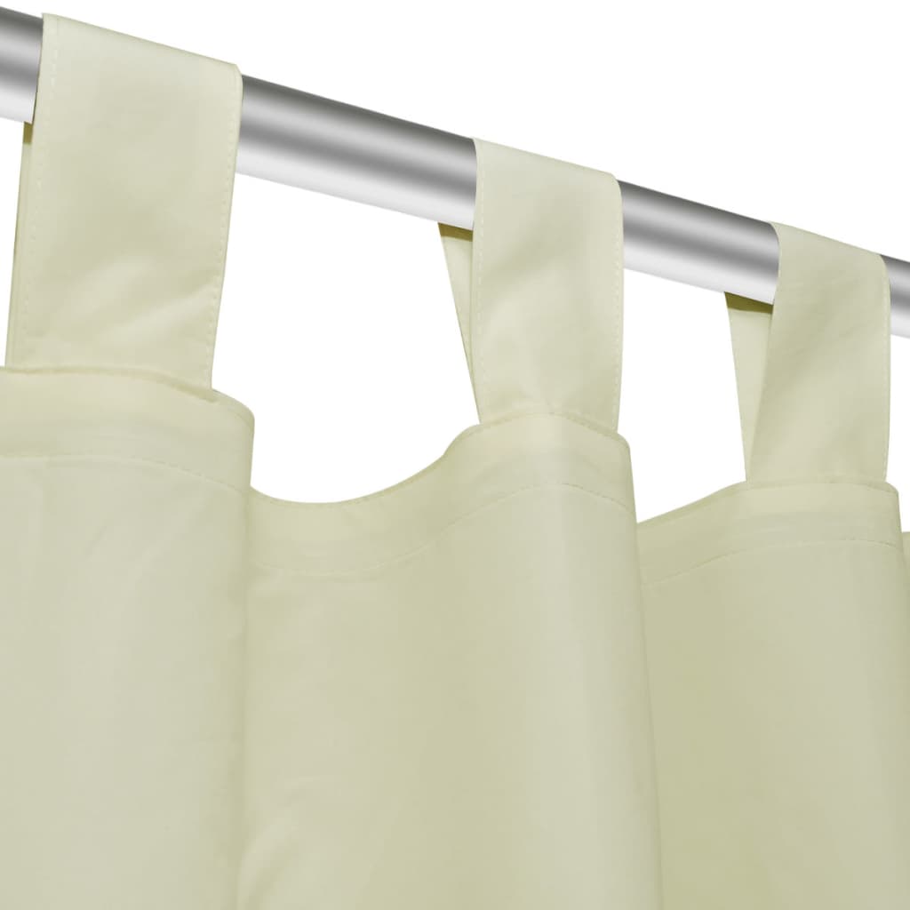 Mikro-satenska zavjesa s trakama 2 kom krem boje 140 x 245 cm