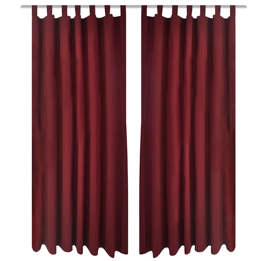 2 kom Bordo Mikro-Satenska Zavjesa s Tregerima 140 x 175 cm