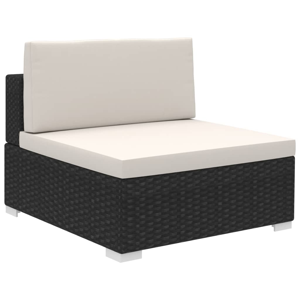 8-dijelna vrtna garnitura od poliratana s jastucima crna