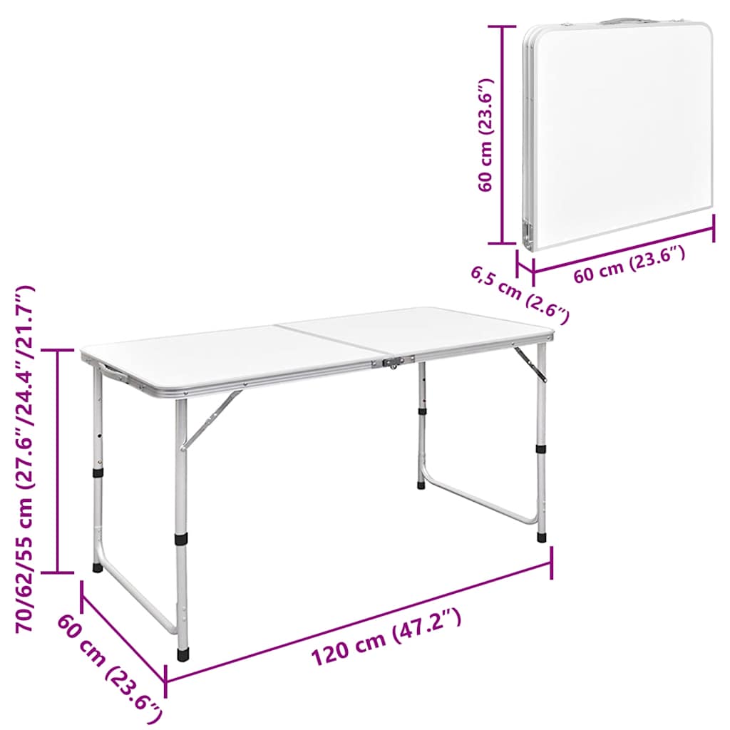Sklopivi stol za kampiranje podesivi aluminijski 120 x 60 cm
