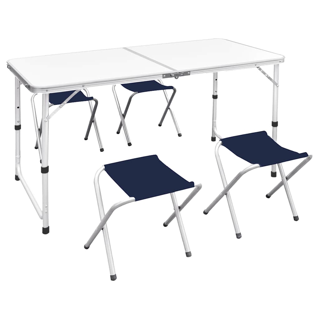Sklopivi set stola za kampiranje s 4 stolca podesivi 120x60 cm