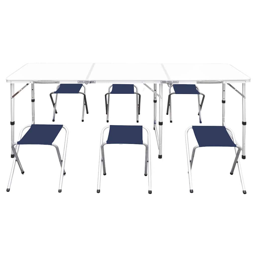 Sklopivi set stola za kampiranje i 6 stolaca podesiva visina 180x60 cm