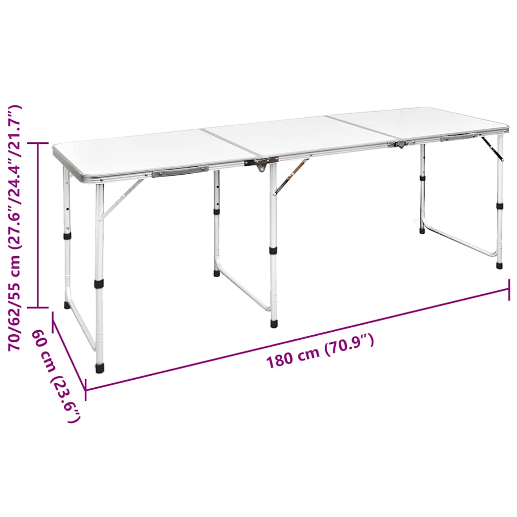 Sklopivi set stola za kampiranje i 6 stolaca podesiva visina 180x60 cm