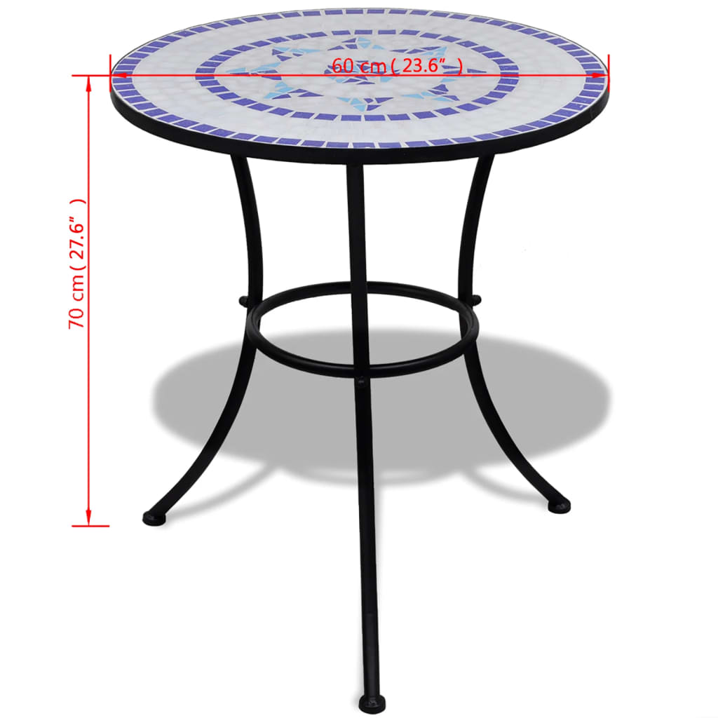 Bistro stolić plavo-bijeli 60 cm s mozaikom