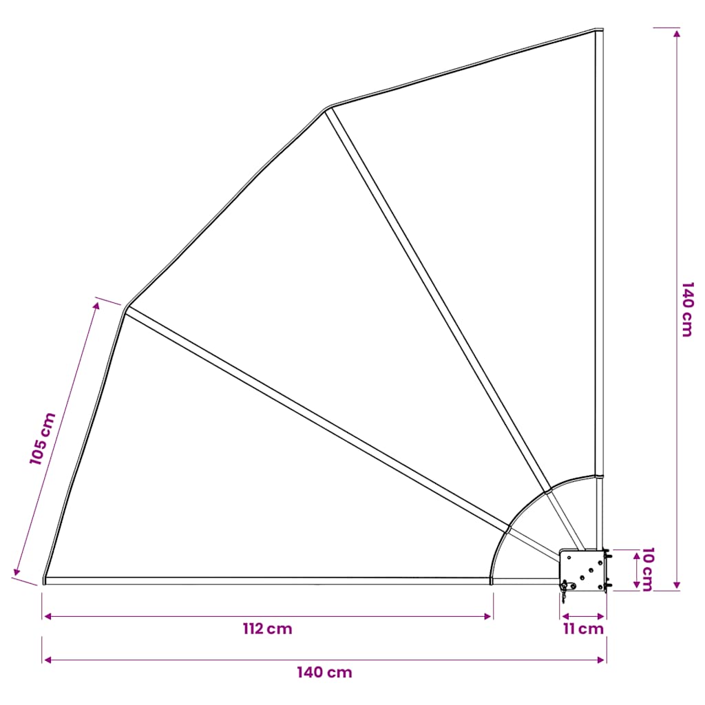 Sklopiva bočna tenda terakota 140 x 140 cm