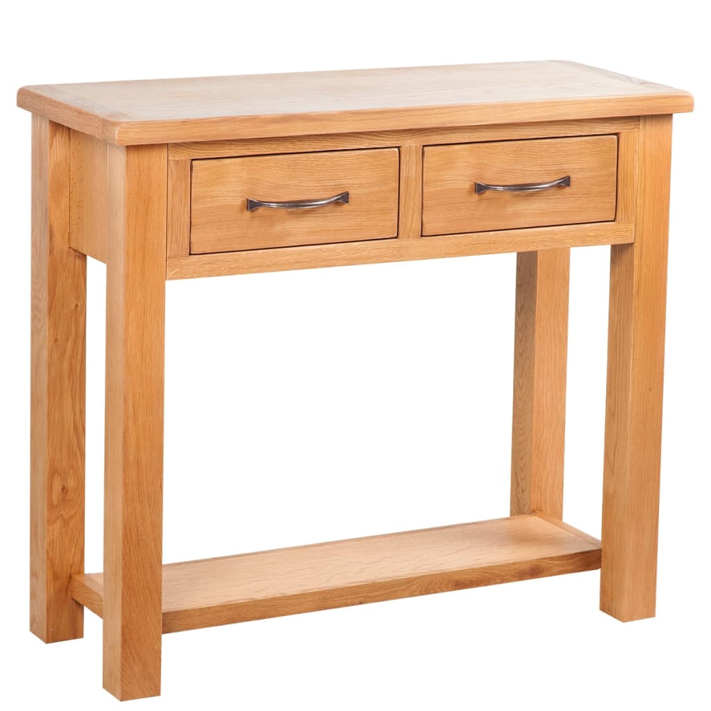 Konzolni stol s 2 ladice 83 x 30 x 73 cm masivna hrastovina