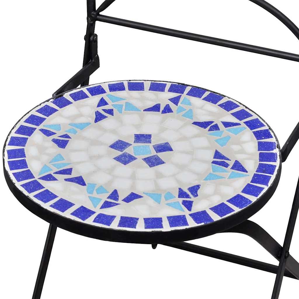 3-dijelni bistro set s keramičkim pločicama plavo-bijeli