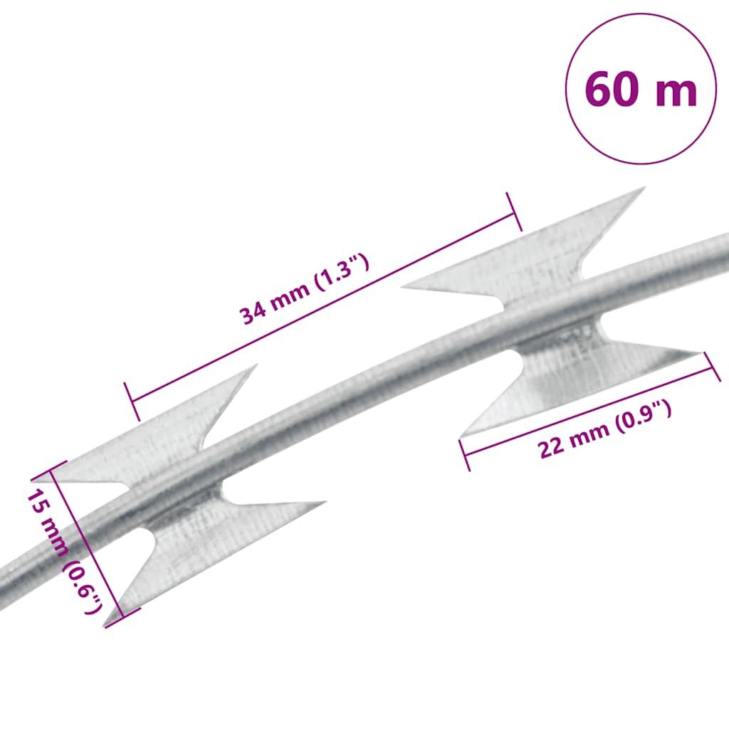 BTO-22 žilet-žica Concertina s kopčama pocinčani čelik 60 m