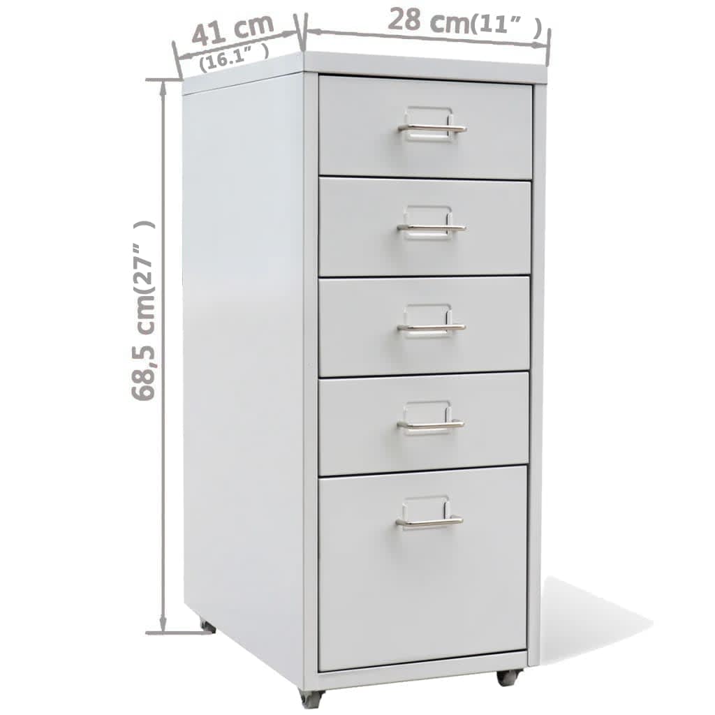 Ormar za dokumente s 5 ladica sivi 68,5 cm čelični