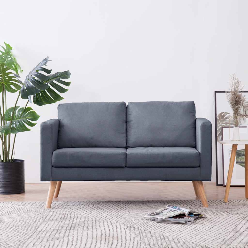 Sofa Dvosjed od Tkanine Tamno Siva